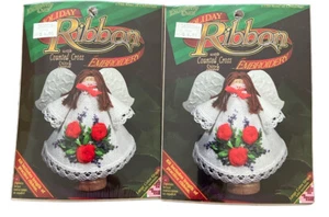 Vtg  Holiday Ribbon Angel Wreath Clothespin Counted Cross Stitch Kit 1759 - Picture 1 of 6