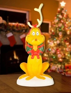Weihnachten beleuchtete Blasform Außendekoration Grinch Max mit Geweih Dr. Seuss, 24 Zoll - Bild 1 von 9
