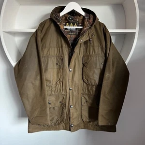BARBOUR A653 DUNHELM Waxed Cotton Olive Jacket Size L - Picture 1 of 10