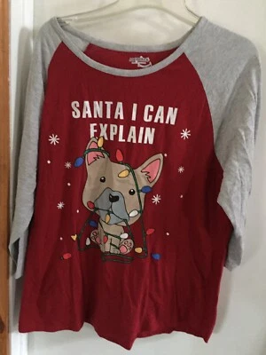 Joe Boxer Navidad Dormir 1x Plus Mujer’s Multicolor 18 Camisa Pijama Top Cachorro Foto 1 de 4