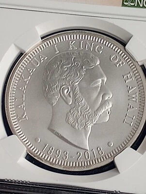 King Kalakaua I MS70 1oz 125th Silver Ann. Private Issue Royal Hawaii Mint 2018 - Image 1 of 4