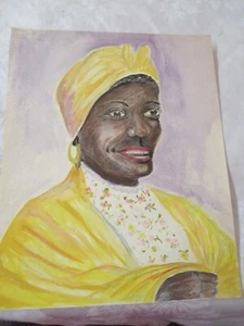Vintage 1949's Original Art Mabel Vosper Watercolor on Paper Woman yellow Turban - Picture 1 of 3