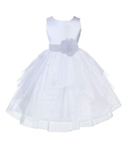 Organza White Flower Girl Dress Junior Pageant Dress Birthday Girl Dress 4613t 