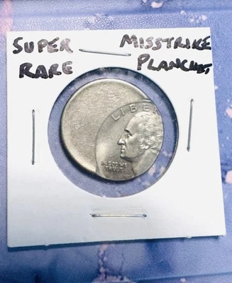 🔥 RARE COIN WASHINGTON QUARTER 25c STRUCK 50% OFFCENTER PLANCHET AU/MS GRADE 🔥 - Image 1 of 2