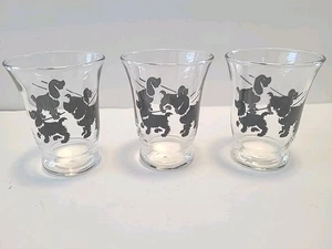 3 bicchieri da succo vintage Libbey Black Cocker Spainel cane shot - Foto 1 di 6