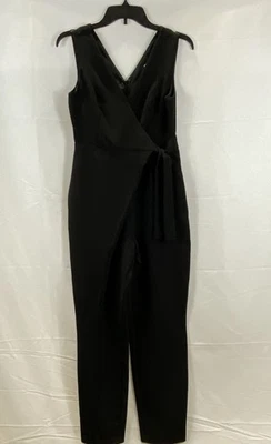 BCBGeneration Black Pleat Front Surplice Jumpsuit Womens Size 2 - Image 1 of 4