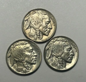 1935 BU, 1936 BU AND 1937 BU BUFFALO NICKEL / 3 COIN LOT - Picture 1 of 2