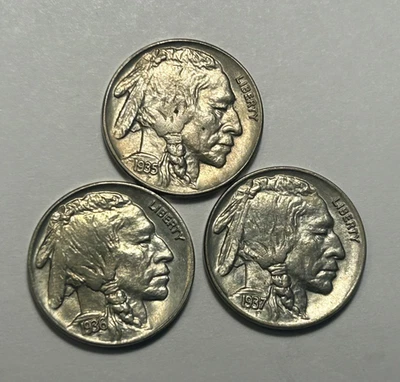 1935 BU, 1936 BU AND 1937 BU BUFFALO NICKEL / 3 COIN LOT - Image 1 of 2