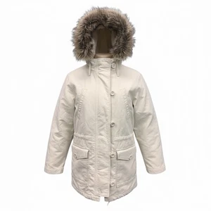 Chaqueta Parka Gap Para Mujer Caqui Marfil Gruesa Imitación Piel Borde Abrigo Largo Con Capucha S - Imagen 1 de 22
