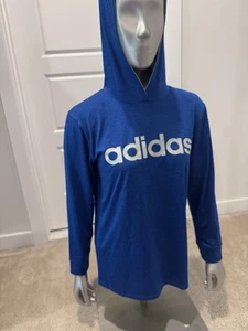 Boys Adidas Bright Blue Sz L Large 14/16 Activewear Hoodie Polyester - Picture 1 of 3