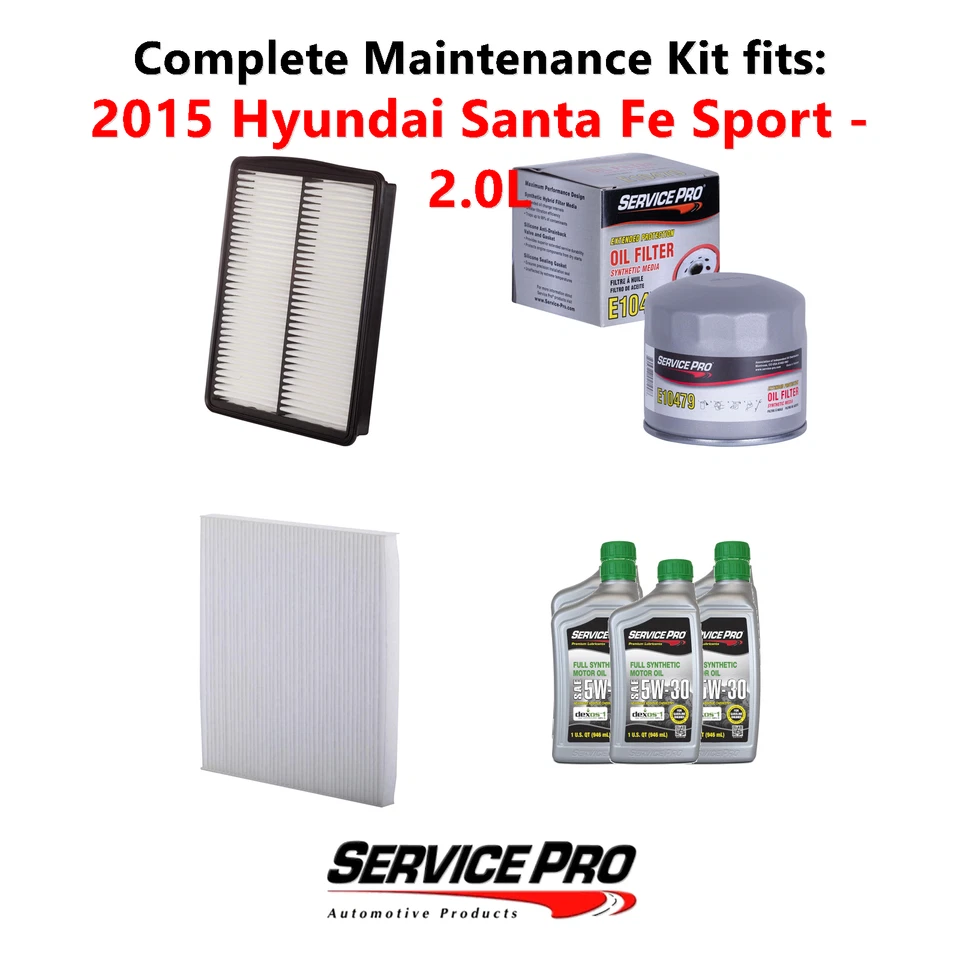 2015 Hyundai Santa Fe Sport 2.0L Complete Oil, Air & Cabin Filter Kit (5W-30) - Image 1 of 4