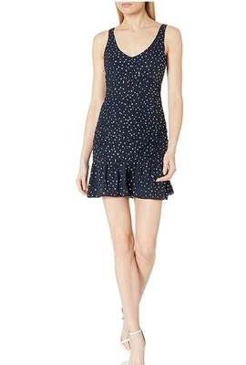 Mini Vestido BCBGeneration Azul Marino Lunares Acanalado (NUEVO CON ETIQUETAS) Talla 4 Foto 1 de 4