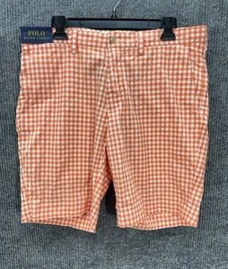 Ralph Lauren Polo Shorts Herren 34 Orange Gingham Kariert Baumwolle Chino Golf NEU - Bild 1 von 9