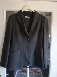 Next Grey Pinstripe Trouser Suit. trousers 12 XL jacket 14 - Picture 1 of 3