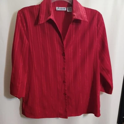 Camisa Joanna Petite Mujer Roja Transparente Metálica Abotonada Retro/Vintage talla PS (CL5 Foto 1 de 4