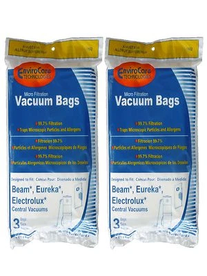 6 (6 Gallon) Allergy Central Vacuum Bags For Beam, Eureka, Electrolux, Singer... - Image 1 of 2