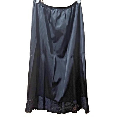 Clásico Medio Slip Negro Nylon con Borde de Encaje Talla S/M Foto 1 de 4
