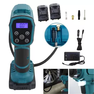 2 Battery Cordless Car Air Compressor Tyre 18V Inflator LCD Digital Tire Pump - Picture 1 of 11