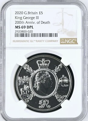 ONLY 2 HIGHER 2020 Great Britain Uncirculated £5 King George 200th Ann. NGC MS69 - Image 1 of 4