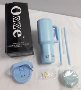 New, 40oz Light Blue OZZE Stainless Steel Insulated Tumblers w/Straw & Lid - Picture 1 of 13