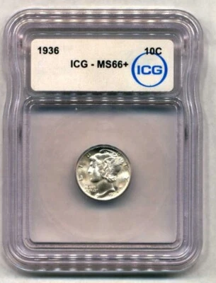 1936 MERCURY DIME ~ ICG MS66+ - Image 1 of 2