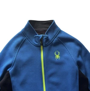 Spyder Sweater Jacket Youth XL 18 Rare Blue Neon Yellow Green Full Zip Casual - Picture 1 of 3