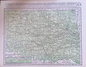 Vintage 1937 Color Map of Oklahoma 11" x 14" - Picture 1 of 1