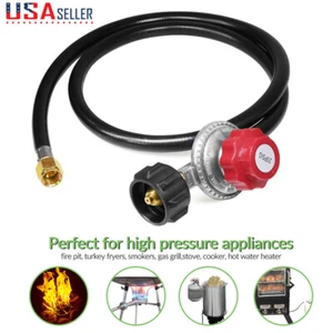 4FT 20PSI Adjustable High Pressure Propane Gas Regulator with Hose BBQ Grill US - Picture 1 of 6