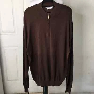 Peter Millar Luxury Blend Wool Cashmere Mens Brown1/2 Zip Pullover Sweater XL - Image 1 of 4