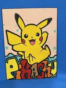Original Pikachu Gemälde 9”x12” Acryl auf Leinwand Tafel - Graffiti Gemälde - Bild 1 von 4