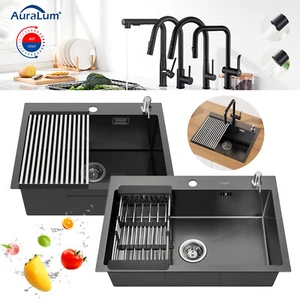 Edelstahl Küchenspüle Einbauspüle Spülbecken mit Abtropffläche Küchenarmatur - Bild 1 von 70