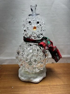 12” Frosted Ice Lighted Snowman, Holiday Decor; Battery Operated - Picture 1 of 10