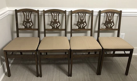 STAKMORE Solid Wood Folding Chairs Set Of 4 Padded Retro Mid Century Vintage Cover