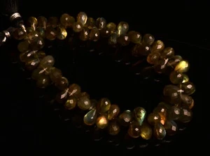Natural Rainbow Fire Labradorite Gems 8x5 to 10x7 mm Teardrop Cut Briolette 8.5" - Picture 1 of 7