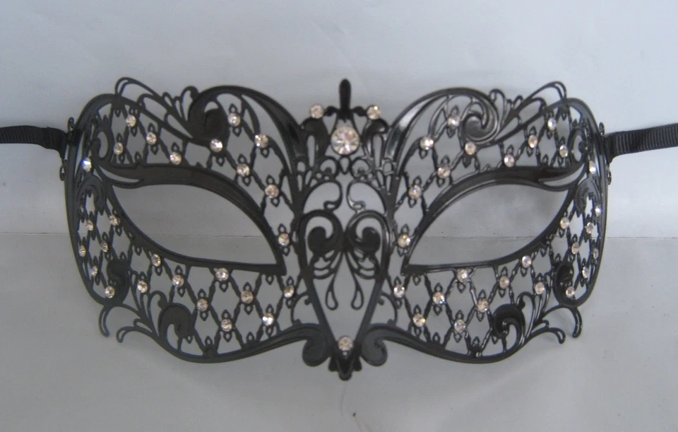 Black Filigree Starry Night Venetian Party Metal Masquerade Mask No 25 * NEW * - Image 1 of 1
