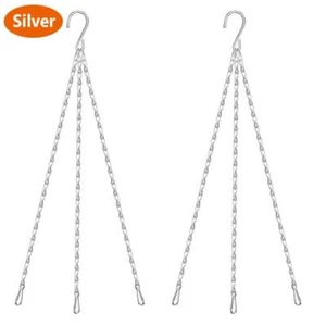 13" 3 Leads Hanging Flower Pot Basket Chains Replacement Plants Hangers, Silver - Picture 1 of 10
