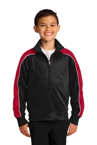 Sport-Tek YST92 Youth 100% Polyester Piped Tricot Track Slash Pockets Jacket - Picture 1 of 20