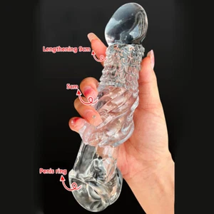 Male Penis Sleeve Girth Reusable Condoms Penis-Sheath Extender Enlarger Enhancer - Picture 1 of 12