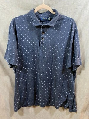 Ralph Polo Shirt Adult XL Blue All Over Diamonds Button Short Sleeve Mens - Image 1 of 4