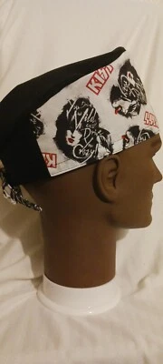 KISS!  Mens surgical Skull cap Adjustable Elastic & Ties,  100% Cotton fabric. - Image 1 of 2