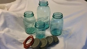 Ball Blue "Perfect Mason" Jars with porcelain zinc lids pint quart half gallon - Picture 1 of 12