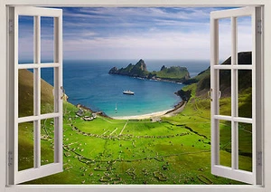 3D Window Effect View Mountain Lake Water Perfect Sticker Wall Poster Vinyl 108 - Picture 1 of 1
