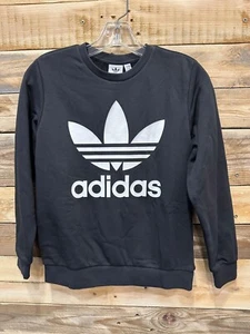Adidas Kids' Originals Trefoil Crewneck Sweatshirt, Black - M (ED7797) SH(S46T) - Picture 1 of 2