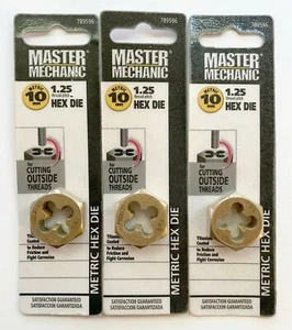 3 MASTER MECHANIC 10MM-1.25 DIE 1" METRIC TITANIUM COATED DIES 789596 - Picture 1 of 3