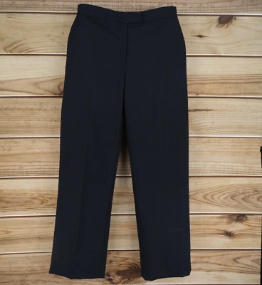 Pantalones de vestir City DKNY para mujer talla 12 negros bolsillos a rayas tiro medio pierna recta Foto 1 de 4