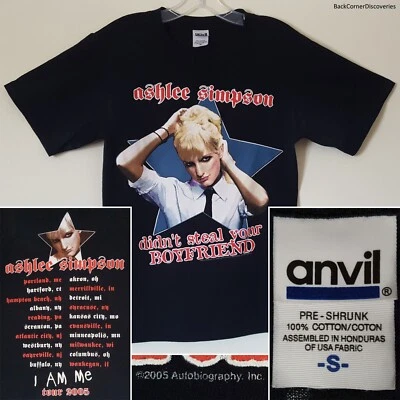 Camiseta de Colección 2005 Ashlee Simpson I AM ME Gira de Conciertos 2 Caras Negra S. Boyfriend Foto 1 de 4