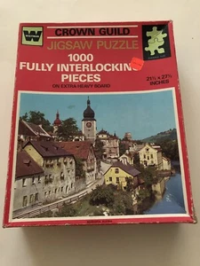 Vtg Whitman Crown Guild Puzzle WAIDHOFEN AUSTRIA 1000 Pieces Old Town COMPLETE - Picture 1 of 5