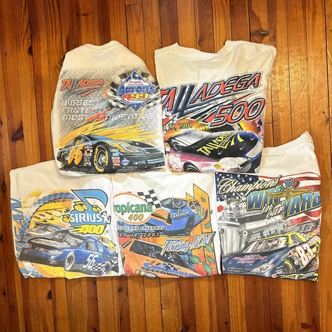Vintage NASCAR T-Shirt Lot Of 5 Double Sided Tees Y2K Chase Authentics Sz XL/XXL Cover