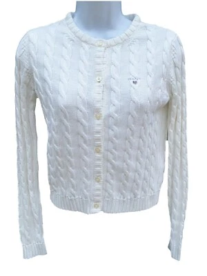 New GANT Ladies Girls Cotton Cable Cardigan Eggshell  Small Adult or Girls  - Image 1 of 4