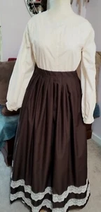 CIVIL WAR DRESS~VICTORIAN STYLE CHOCOLATE BROWN CAMP/WORK SKIRT - Picture 1 of 3
